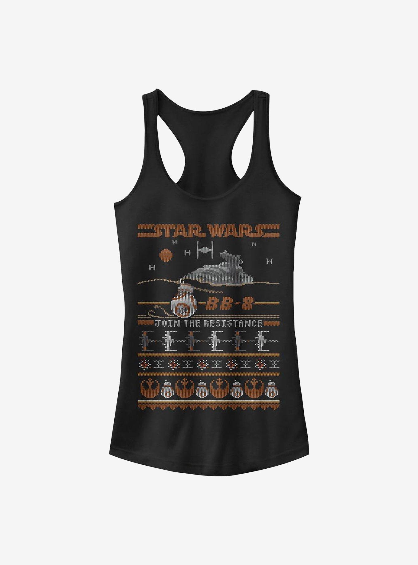 Star Wars BB-8 Resistance Christmas Pattern Girls Tank, BLACK, hi-res