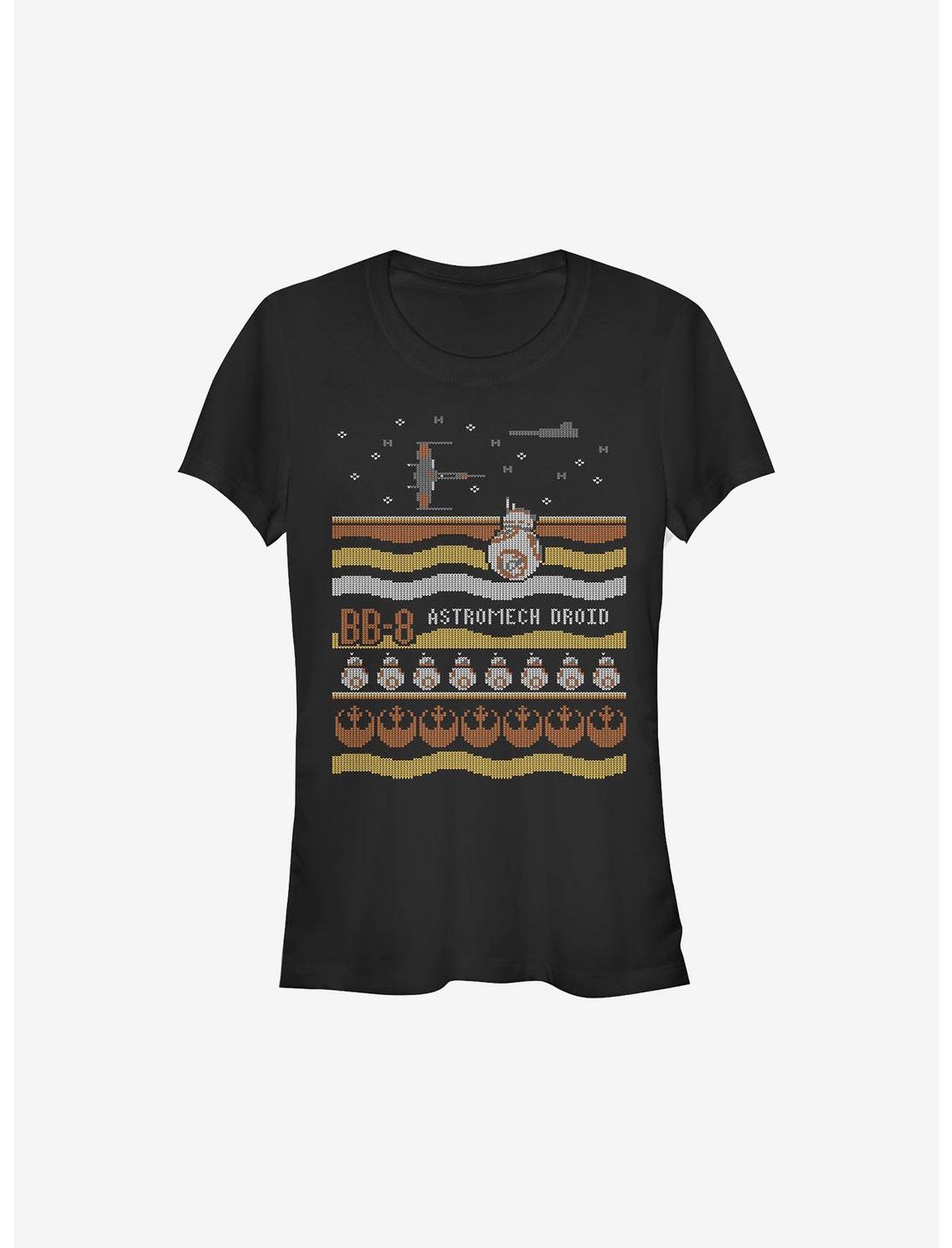 Star Wars Astromech Ugly Christmas Pattern Girls T-Shirt, BLACK, hi-res