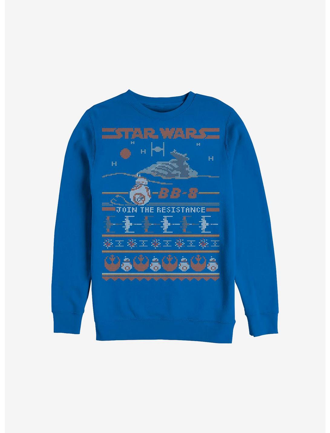 Star Wars BB-8 Resistance Ugly Christmas Sweater Sweatshirt, ROYAL, hi-res