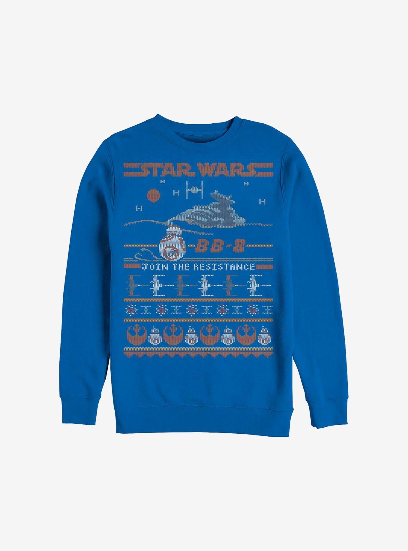 Star Wars BB-8 Resistance Ugly Christmas Sweater Sweatshirt, ROYAL, hi-res
