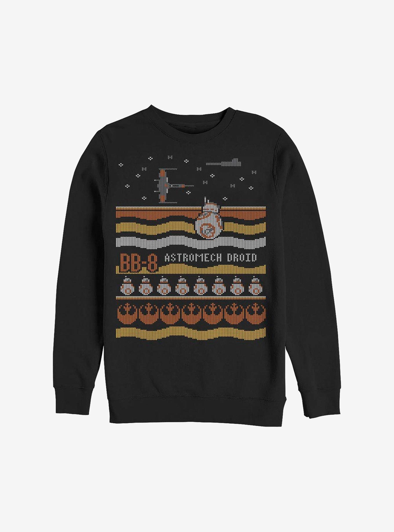 Star Wars Episode VII The Force Awakens Astromech Droid Ugly Christmas Sweater Sweatshirt, BLACK, hi-res