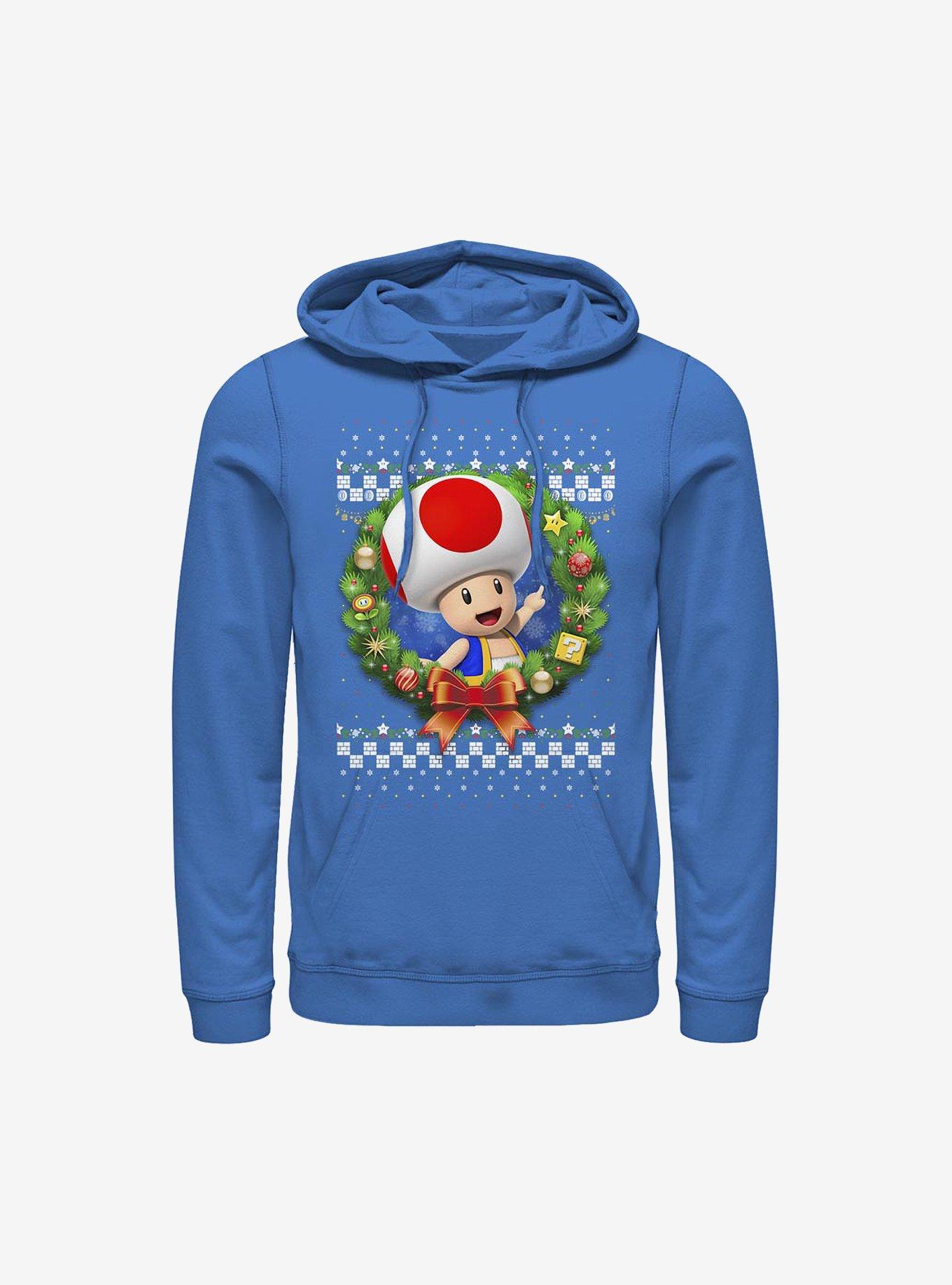 Super Mario Toad Wreath Holiday Hoodie, , hi-res