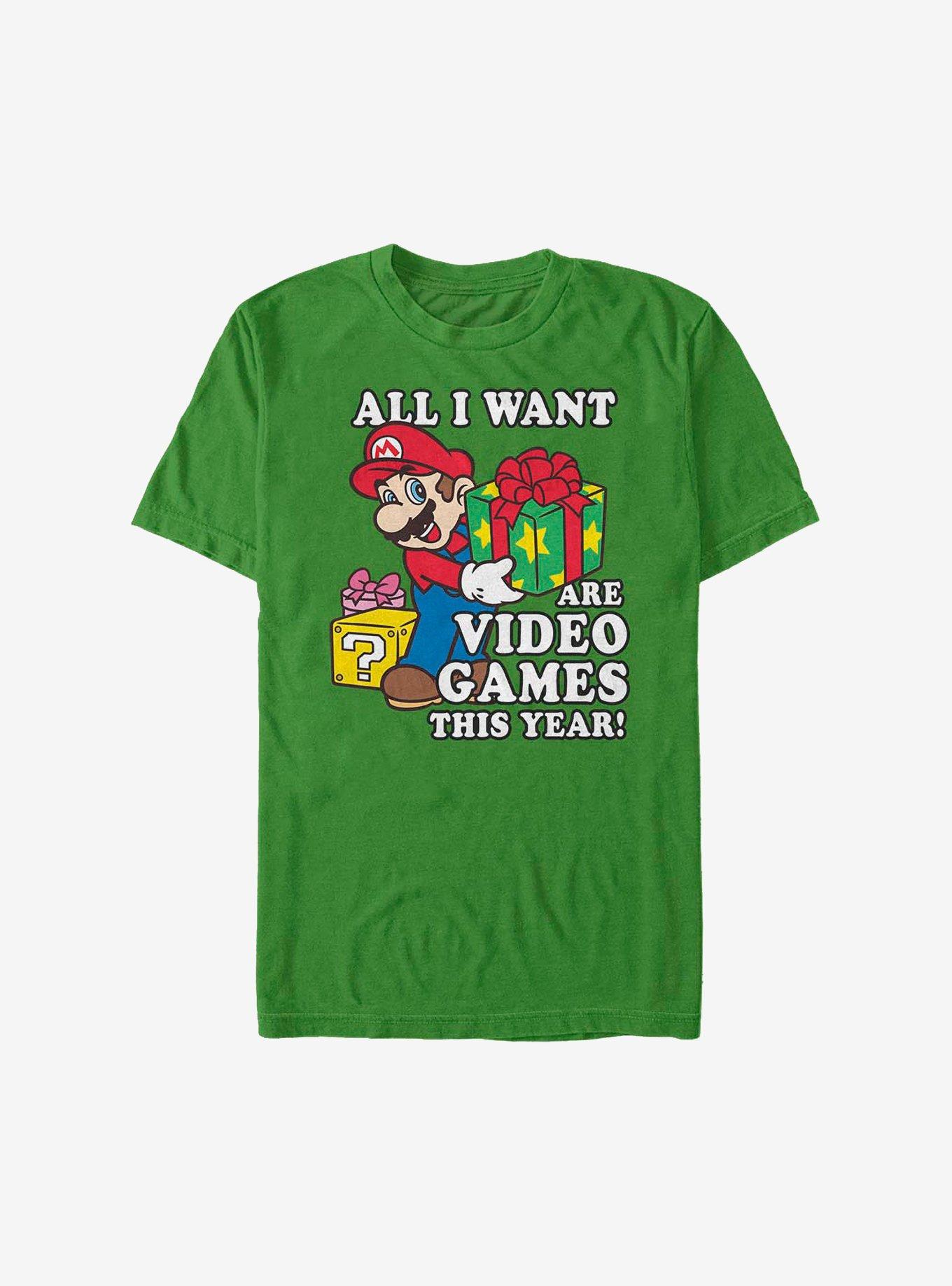 Super Mario All I Want Are Video Games Holiday T-Shirt
