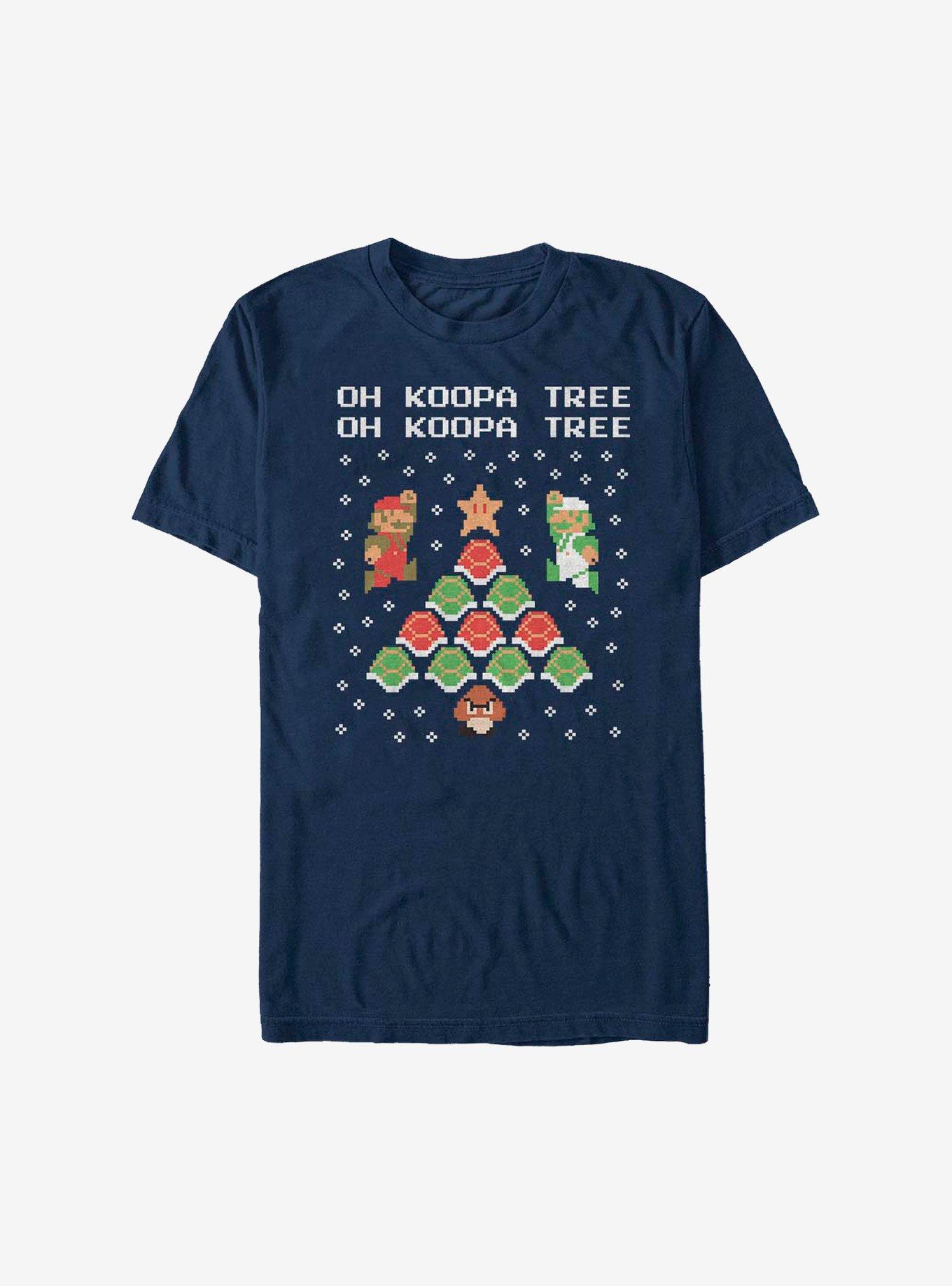 Super Mario Koopa Holiday Tree T-Shirt, NAVY, hi-res