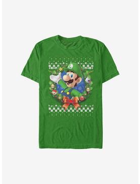 Super Mario Luigi Holiday Wreath T-Shirt, KELLY, hi-res