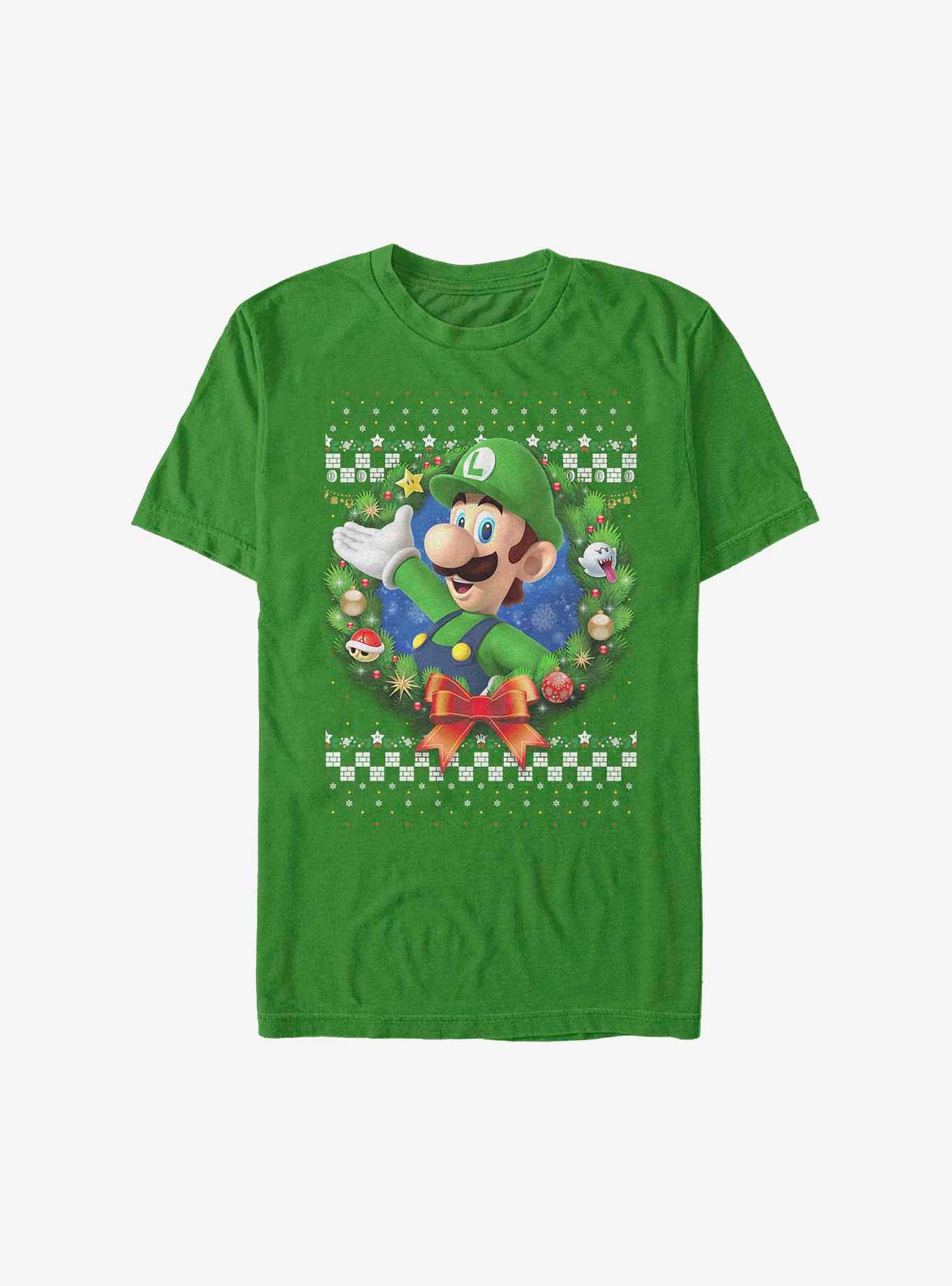 Super Mario Luigi Holiday Wreath T-Shirt, , hi-res