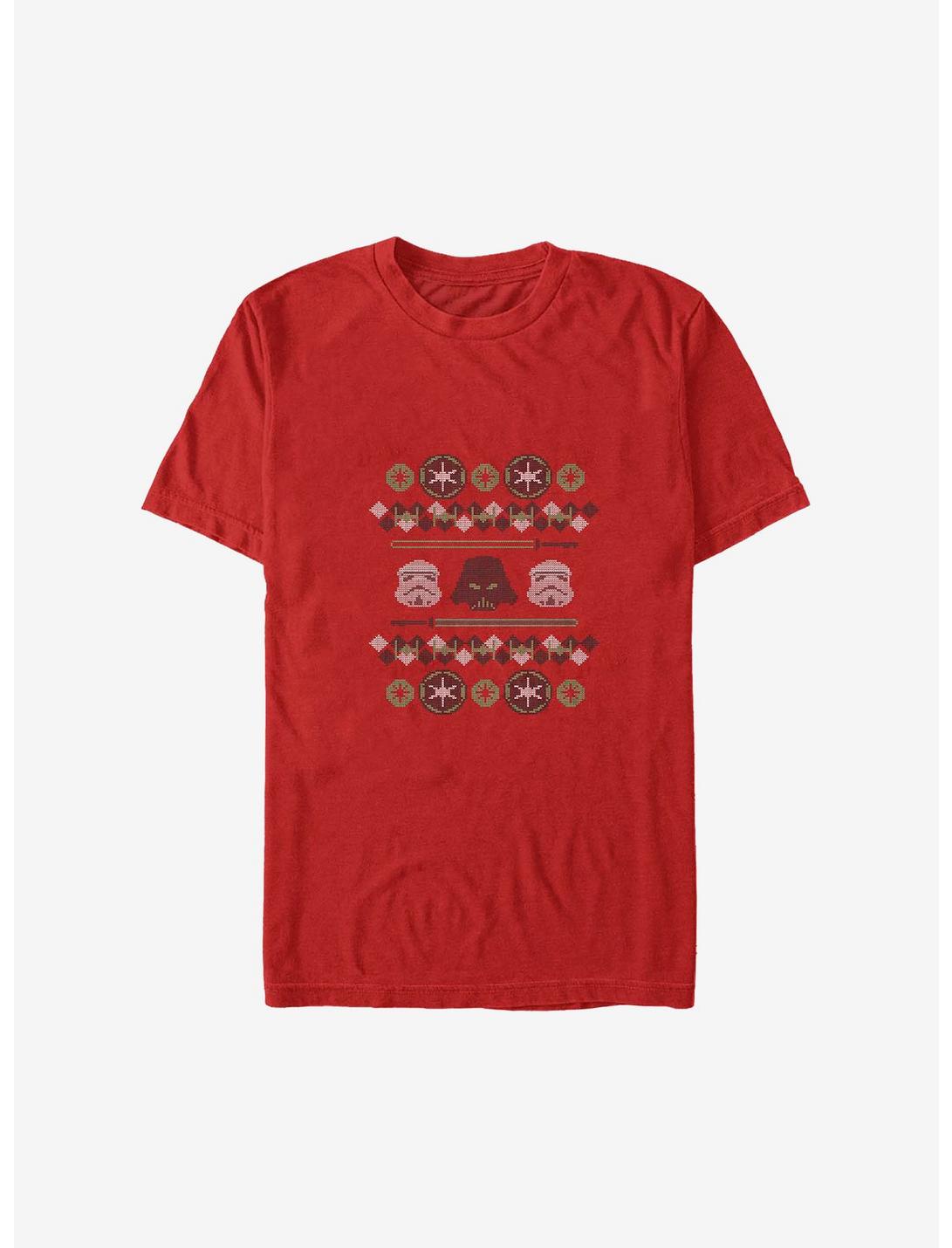 Star Wars Empire Holiday Christmas Pattern T-Shirt, RED HTR, hi-res
