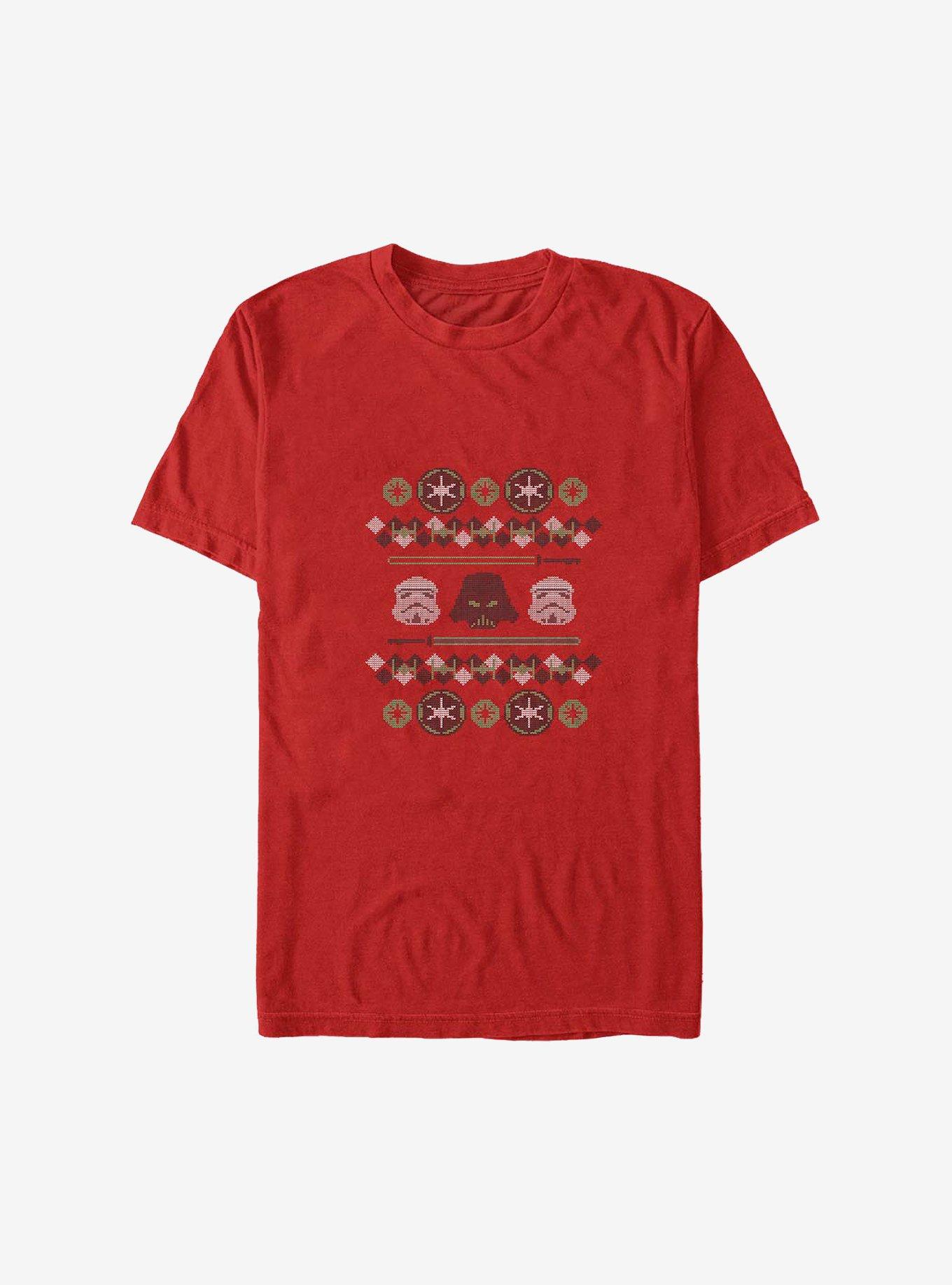 Star Wars Empire Holiday Christmas Pattern T-Shirt, RED HTR, hi-res