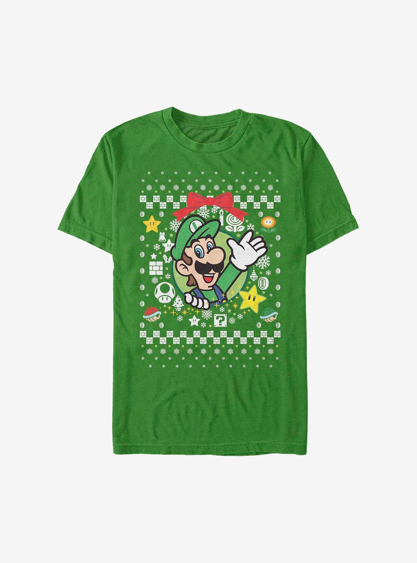 Super Mario Luigi Wreath Christmas Sweater T-Shirt