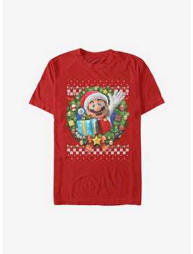 Super Mario Mario Holiday Wreath T-Shirt, , hi-res