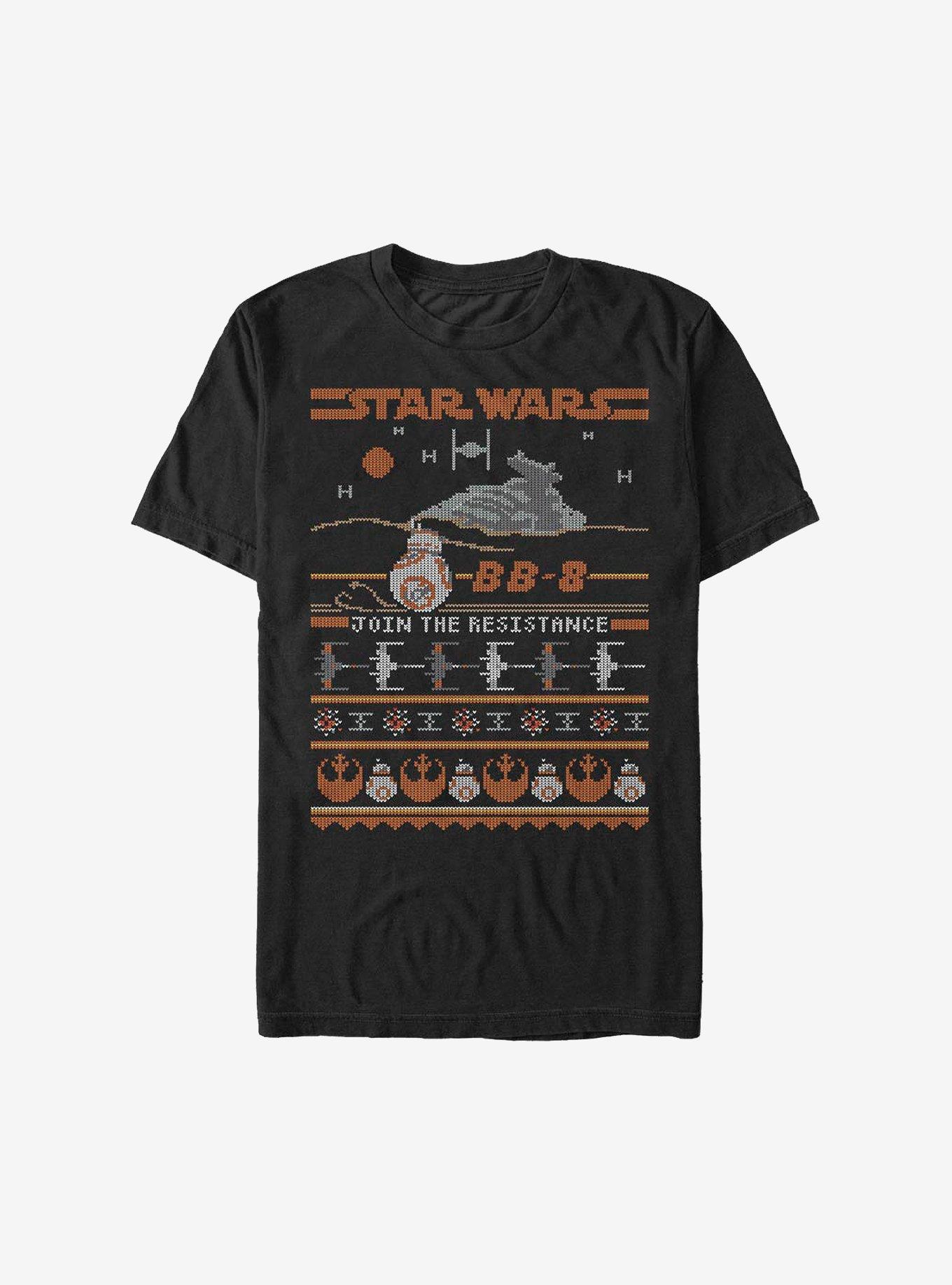 Star Wars Episode VII The Force Awakens Ugly Christmas Sweater T-Shirt, BLACK, hi-res