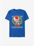 Super Mario Toad Holiday Wreath T-Shirt, ROYAL, hi-res