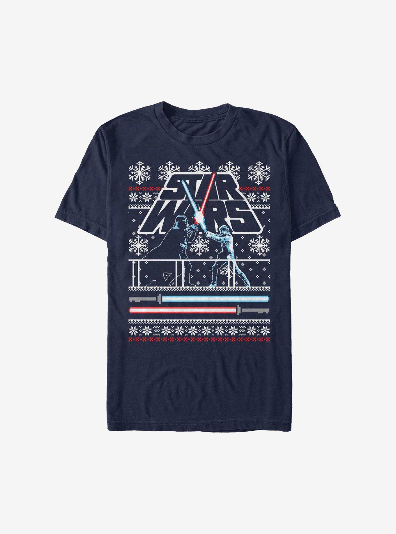 Star Wars Holiday Face Off Ugly Christmas Sweater T-Shirt, NAVY, hi-res