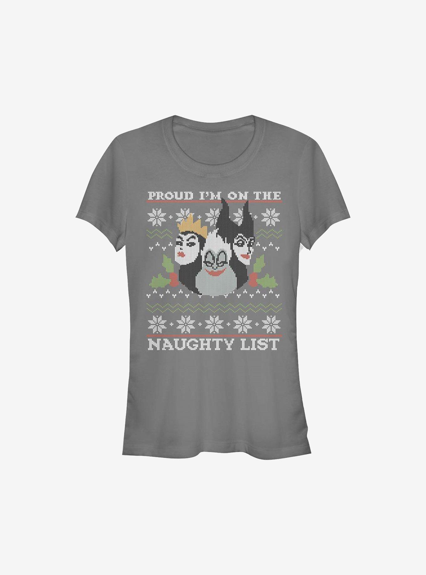 Disney Villains Naughty And Proud Holiday Girls T-Shirt, CHARCOAL, hi-res
