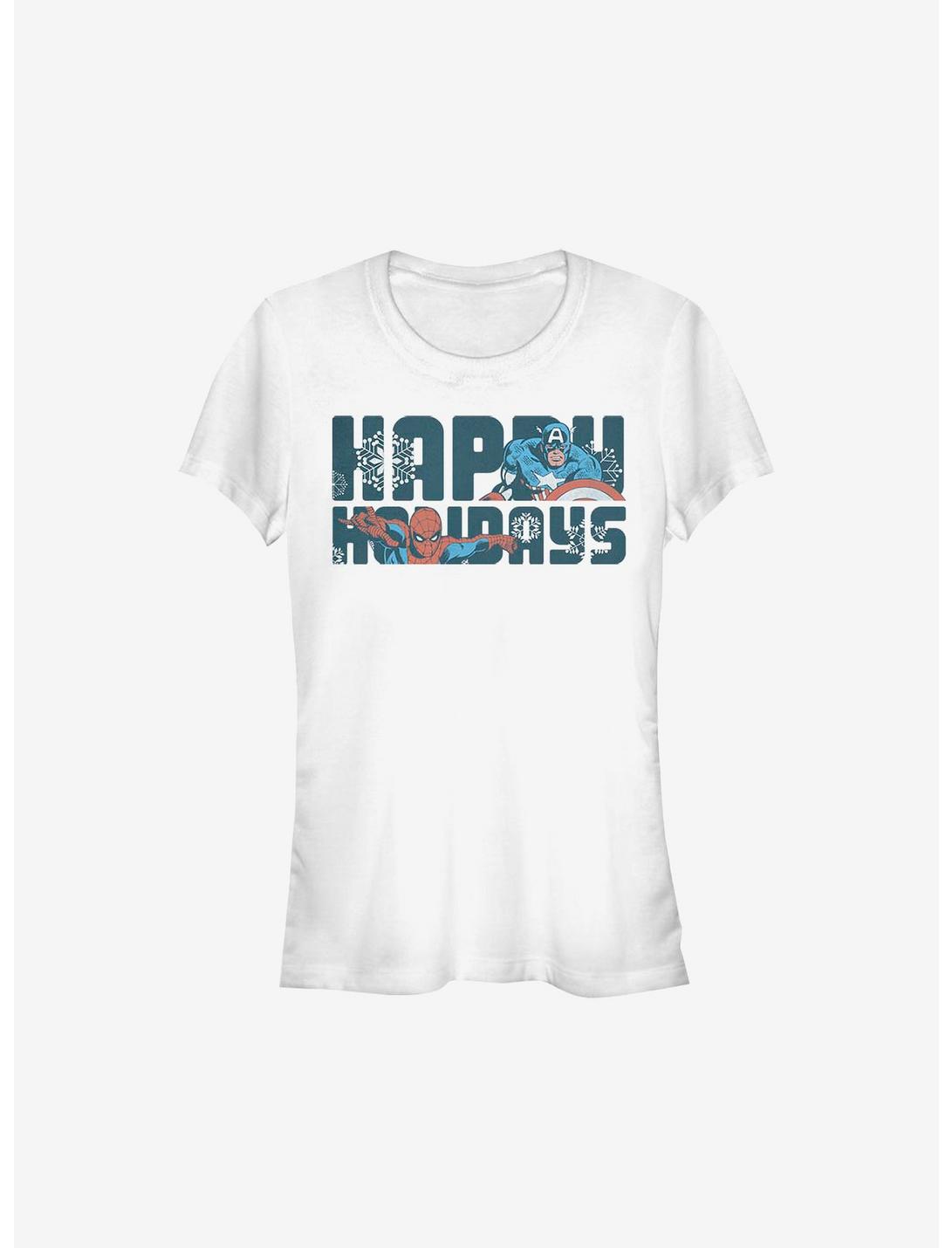 Marvel Avengers Happiest Of Holidays Girls T-Shirt, WHITE, hi-res