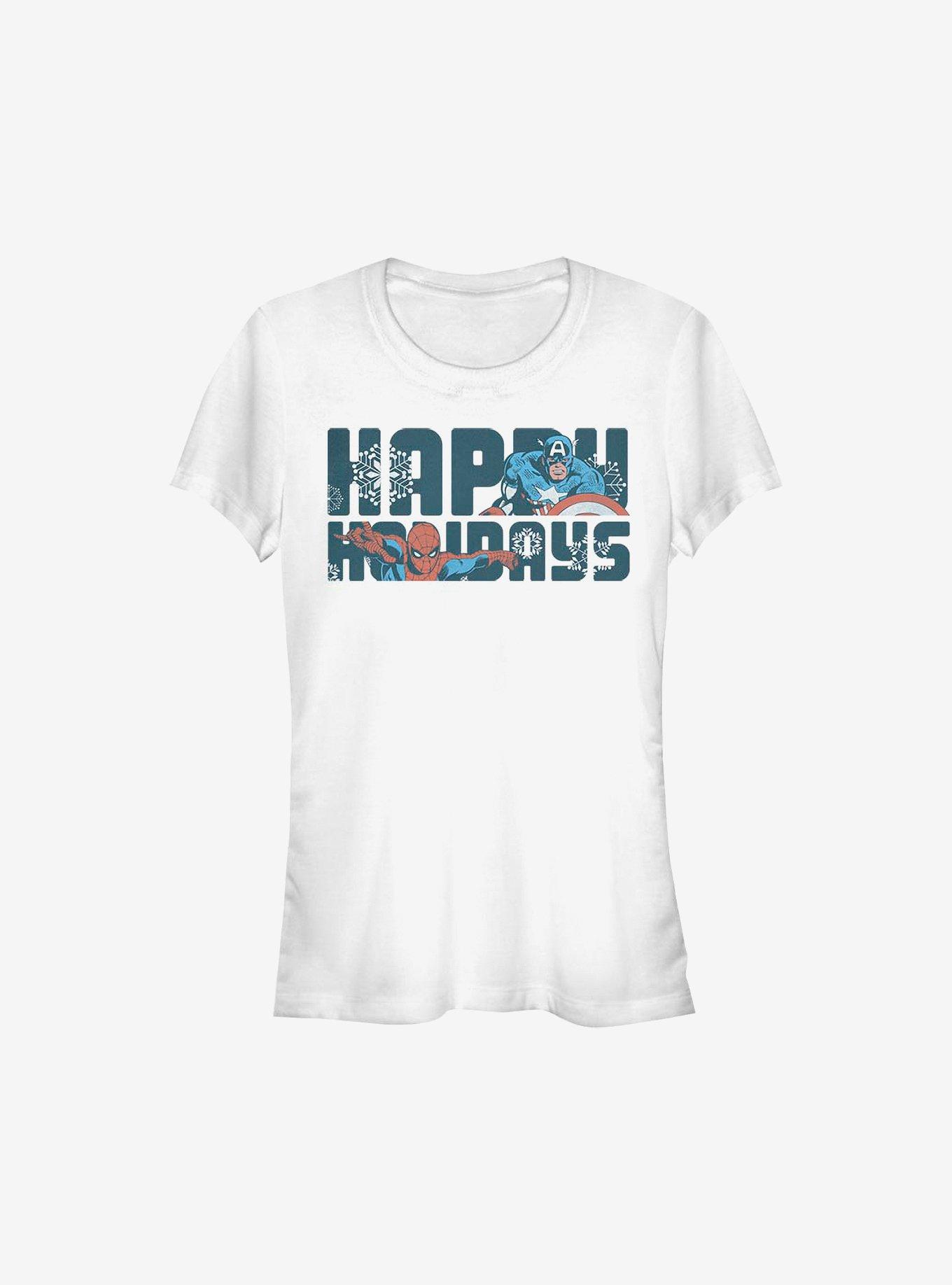 Marvel Avengers Happiest Of Holidays Girls T-Shirt, WHITE, hi-res