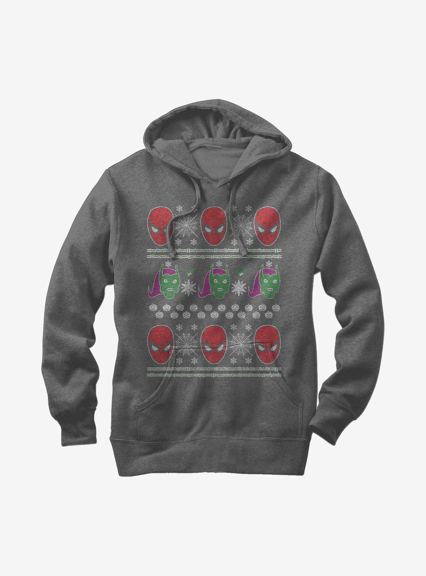 Marvel Avengers Spider-Man Ugly Christmas Sweater Hoodie, CHAR HTR, hi-res
