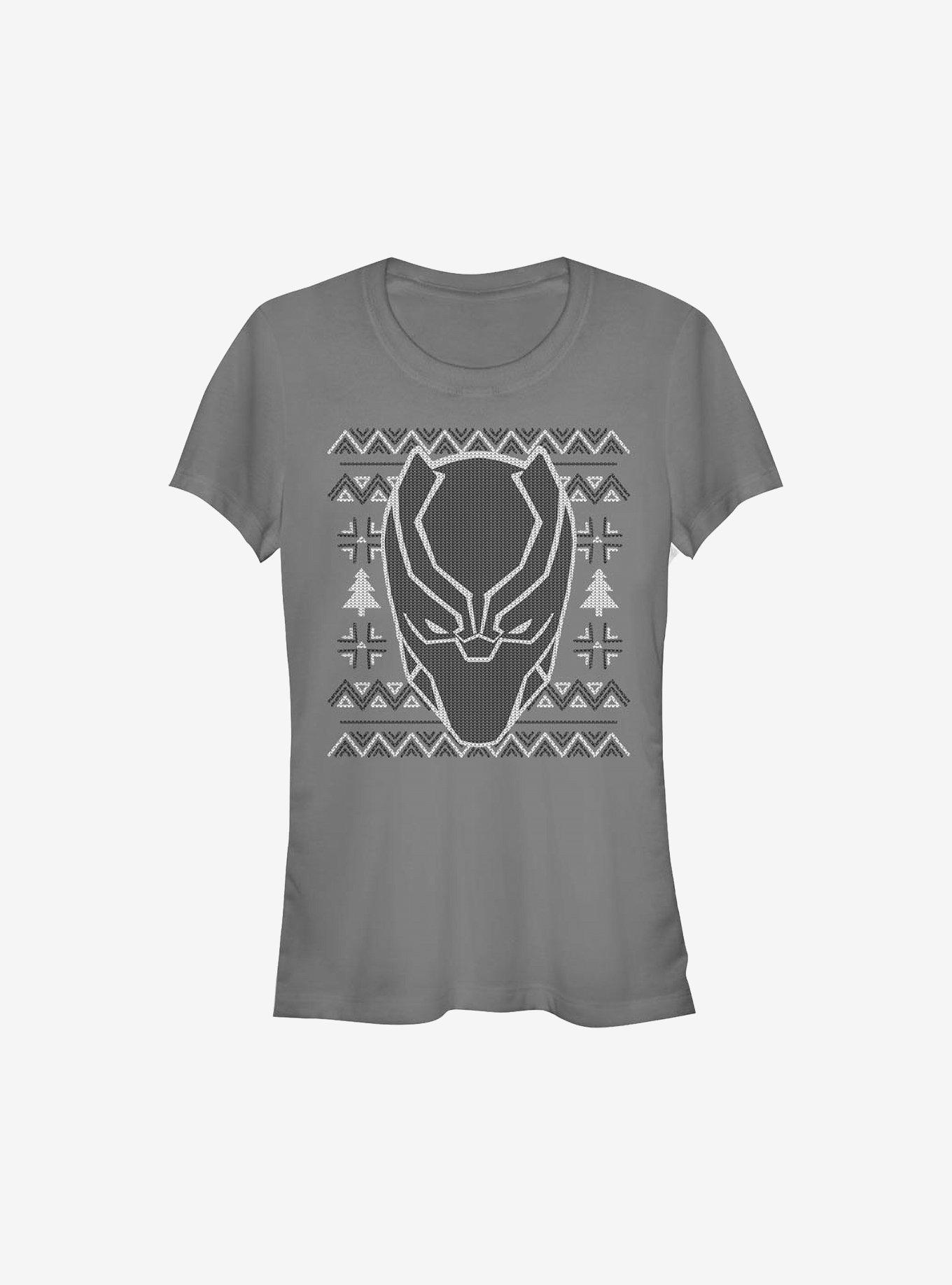 Marvel Black Panther Christmas Pattern Girls T-Shirt, CHARCOAL, hi-res