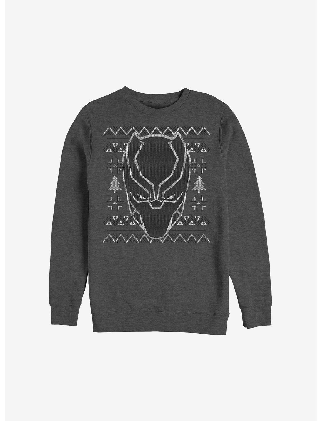 Marvel Black Panther Christmas Pattern Sweatshirt, CHAR HTR, hi-res