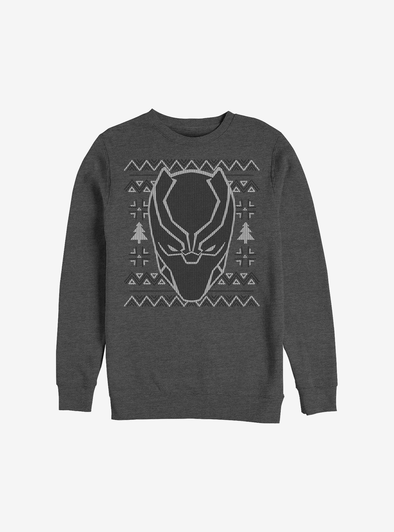 Marvel Black Panther Christmas Pattern Sweatshirt, CHAR HTR, hi-res