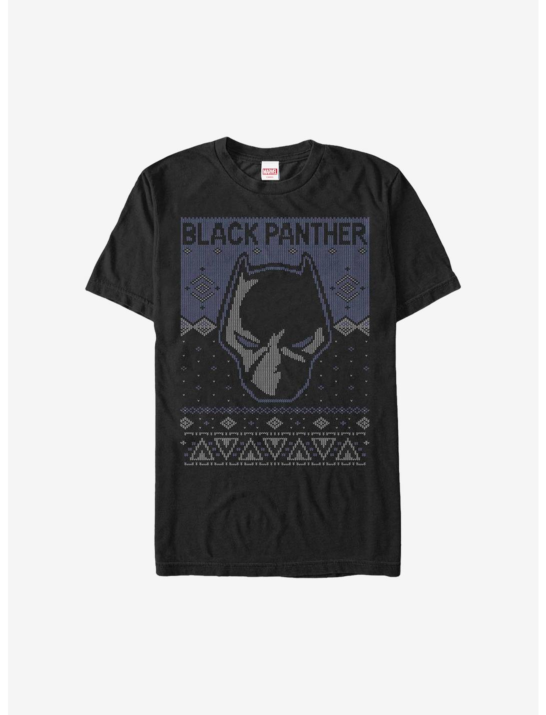 Marvel Black Panther Ugly Christmas Sweater T-Shirt, BLACK, hi-res