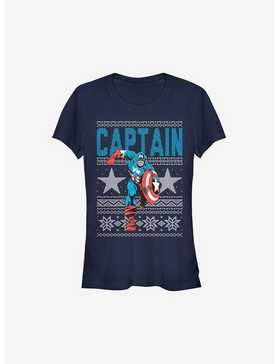 Marvel Captain America Ugly Christmas Sweater Girls T-Shirt, , hi-res