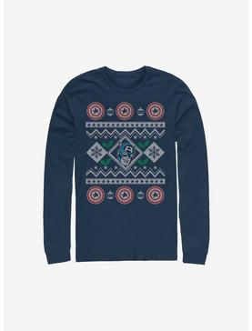 Marvel Captain America Christmas Pattern Sweater Long-Sleeve T-Shirt, , hi-res