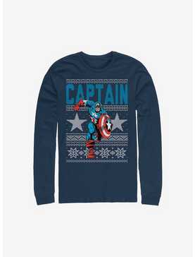 Marvel Captain America Ugly Christmas Sweater Long-Sleeve T-Shirt, , hi-res