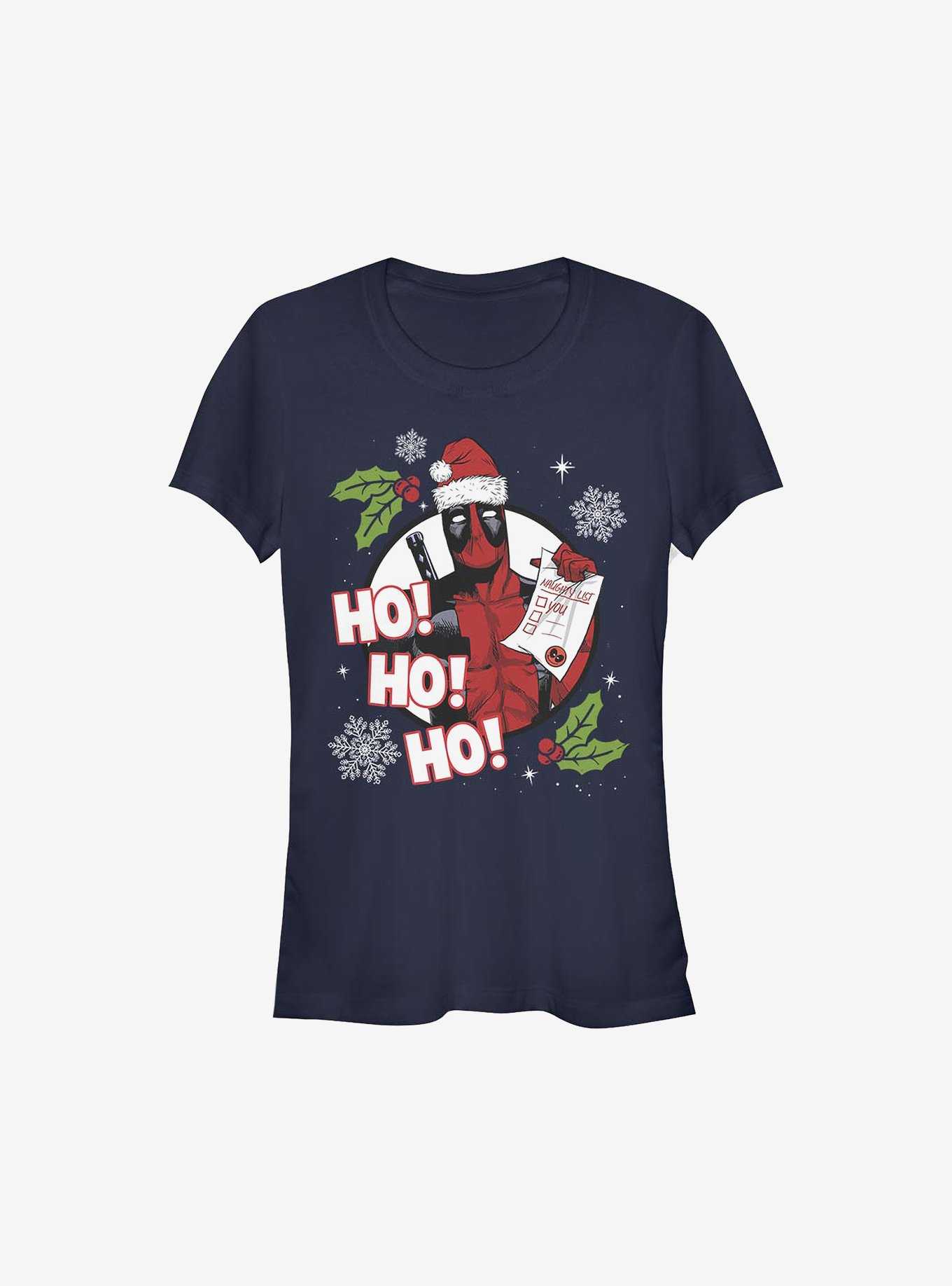 Marvel Deadpool Naughty List Christmas Girls T-Shirt, NAVY, hi-res
