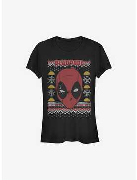 Marvel Deadpool Face Ugly Christmas Sweater Girls T-Shirt, , hi-res