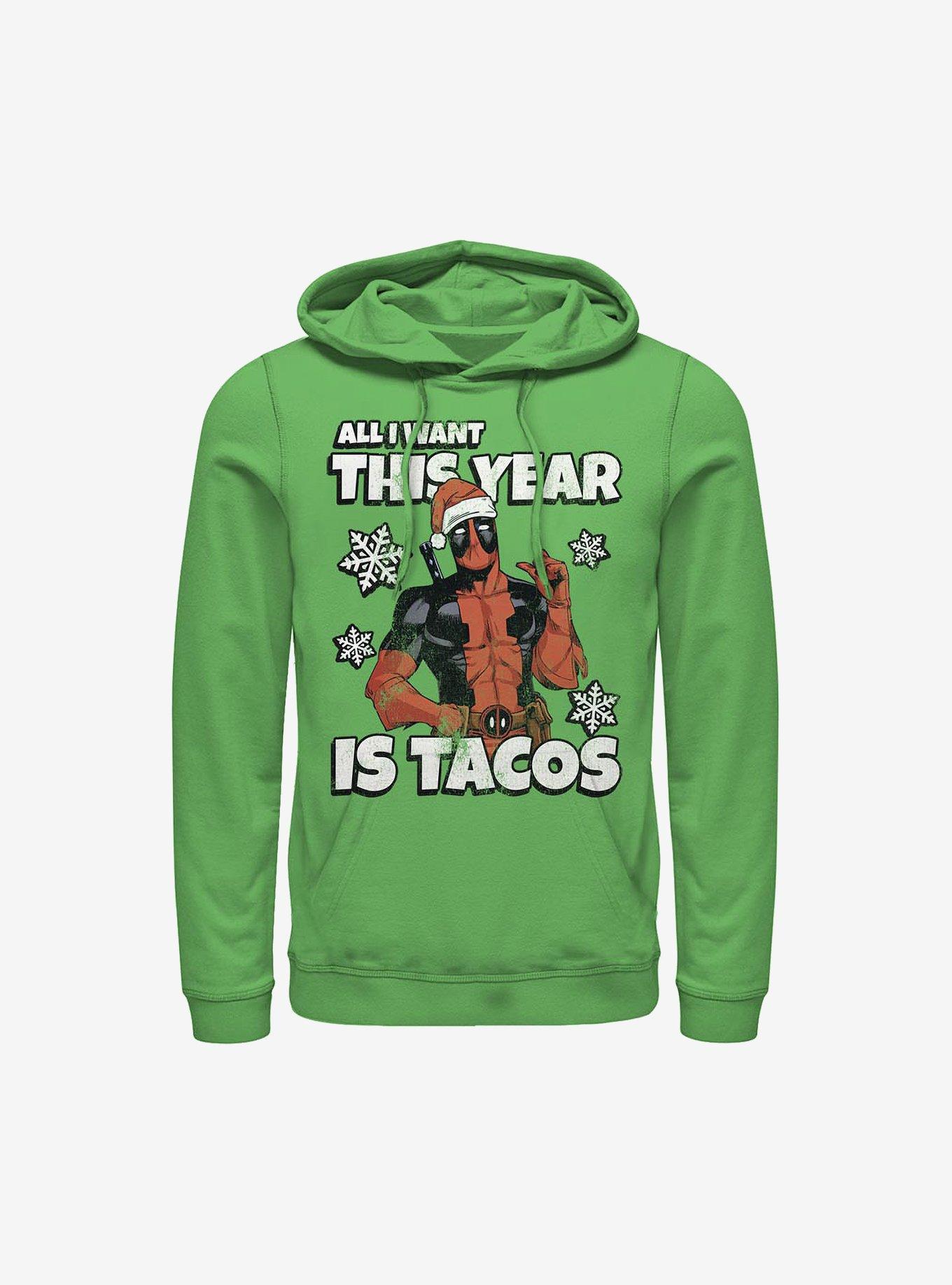 Marvel Deadpool All I Want Is Tacos Christmas Hoodie, KELLY, hi-res