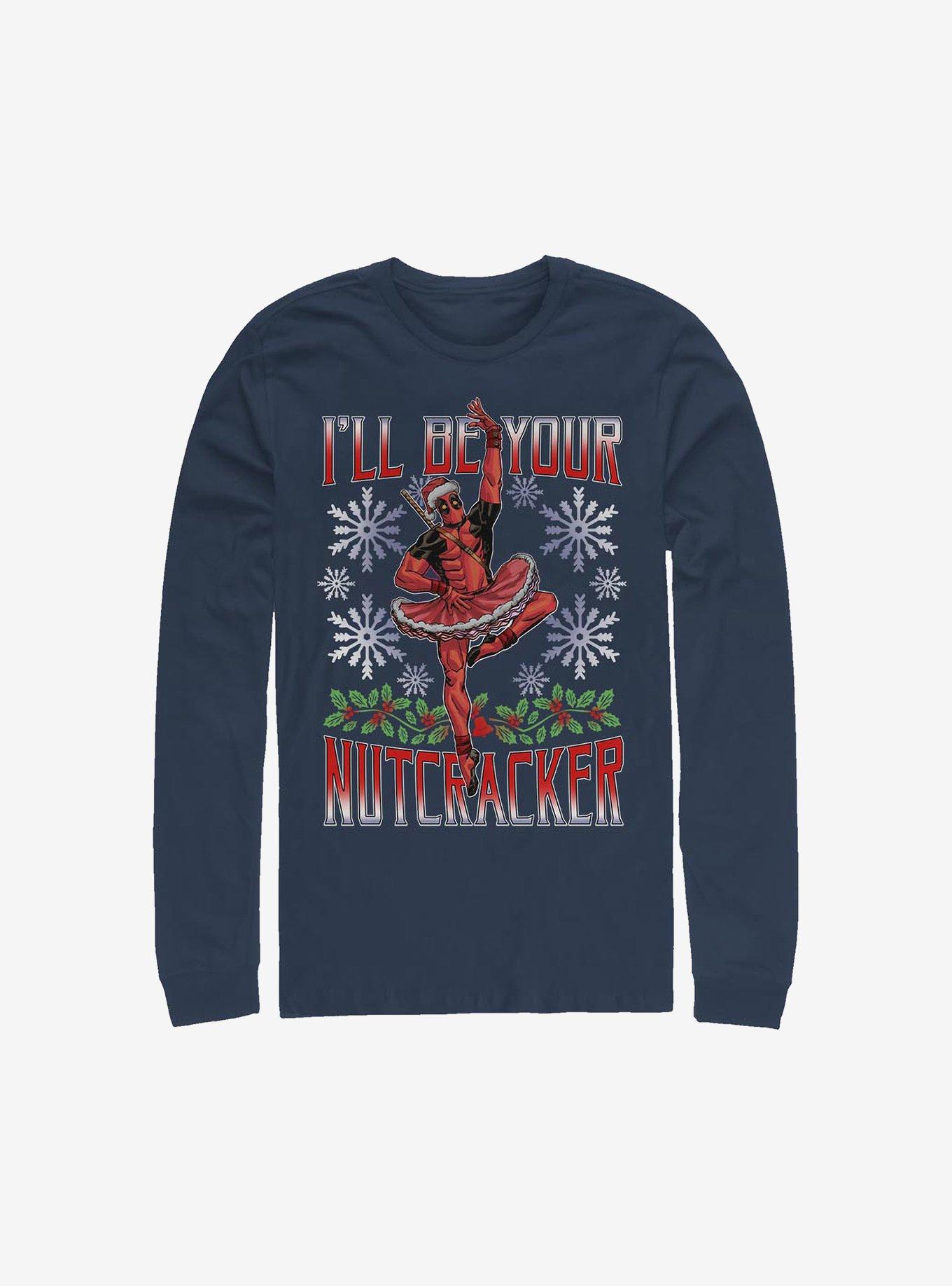 Marvel Deadpool Nutcracker Holiday Long-Sleeve T-Shirt, NAVY, hi-res