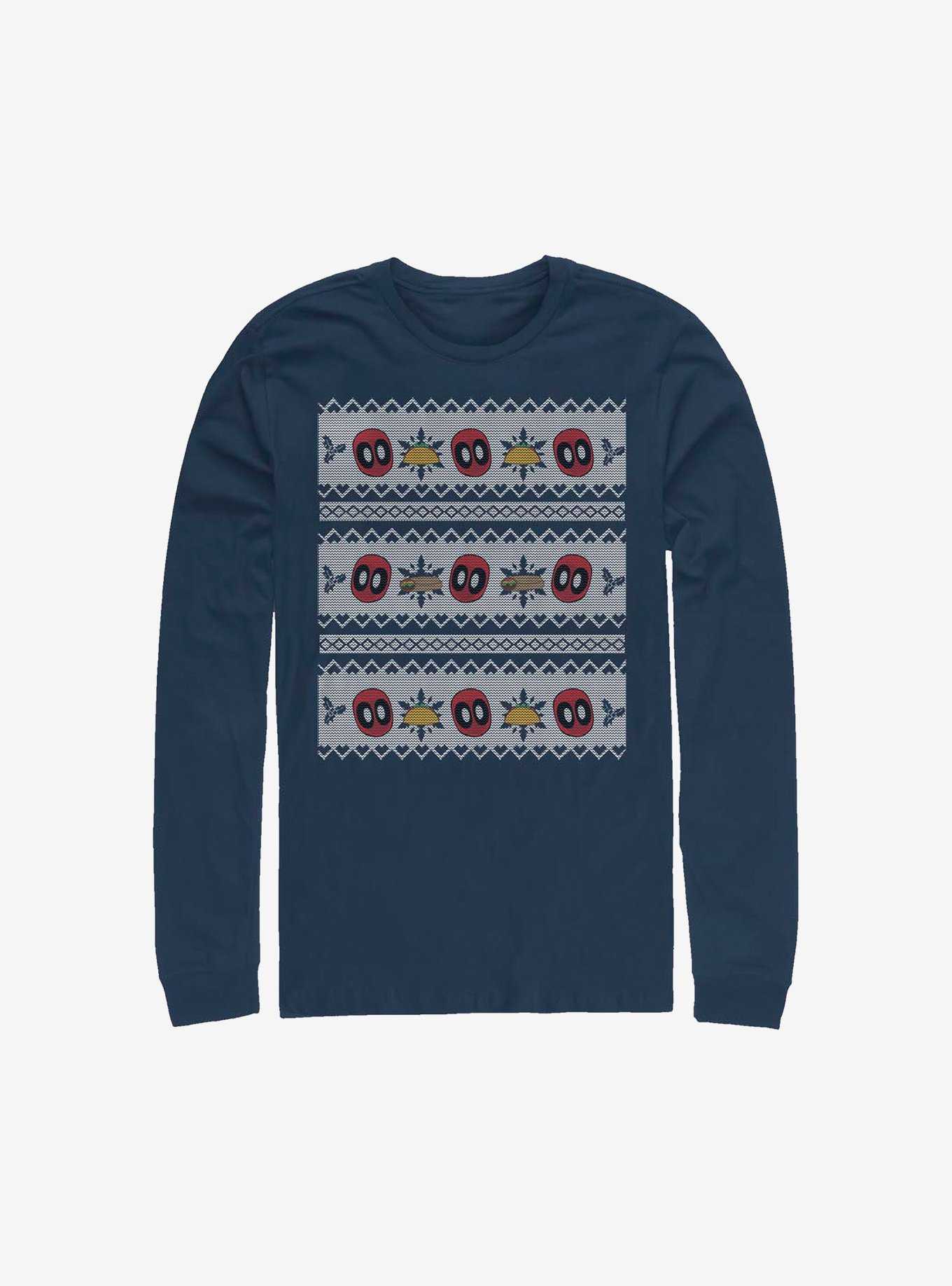 Marvel Deadpool Christmas Pattern Sweater Long-Sleeve T-Shirt, , hi-res