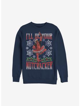 Marvel Deadpool Nutcracker Holiday Sweatshirt, NAVY, hi-res