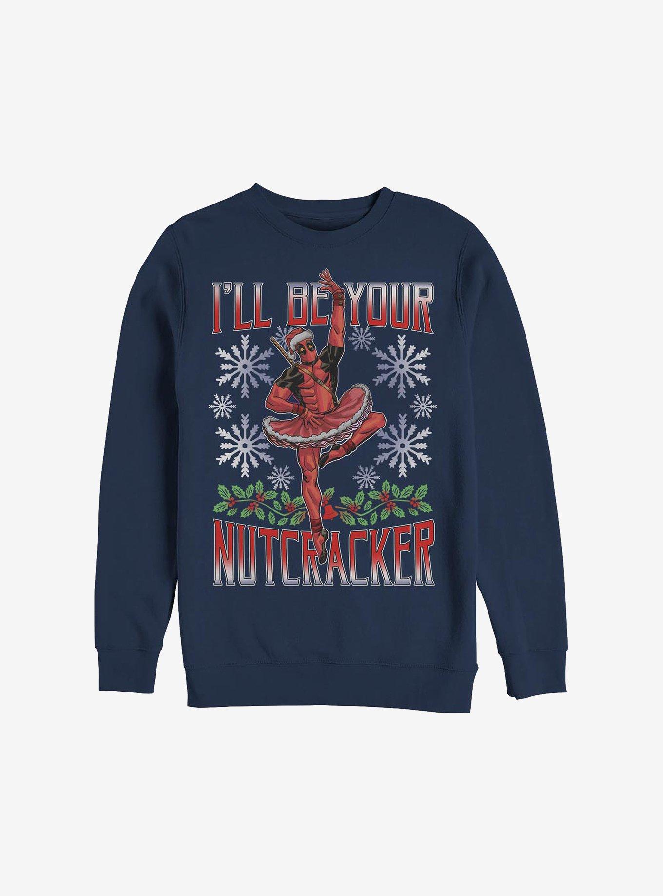 Marvel Deadpool Nutcracker Holiday Sweatshirt, NAVY, hi-res