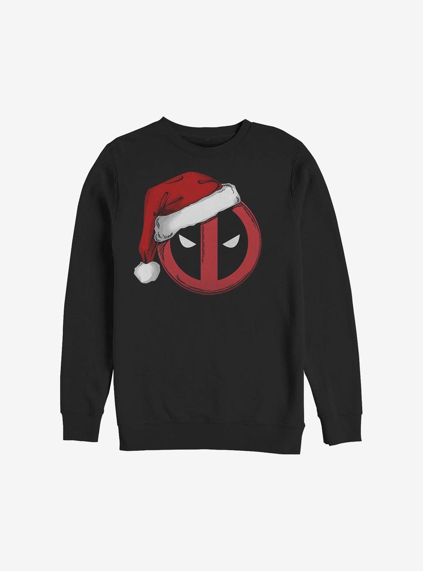Marvel Deadpool Santa Hat Christmas Sweatshirt, BLACK, hi-res