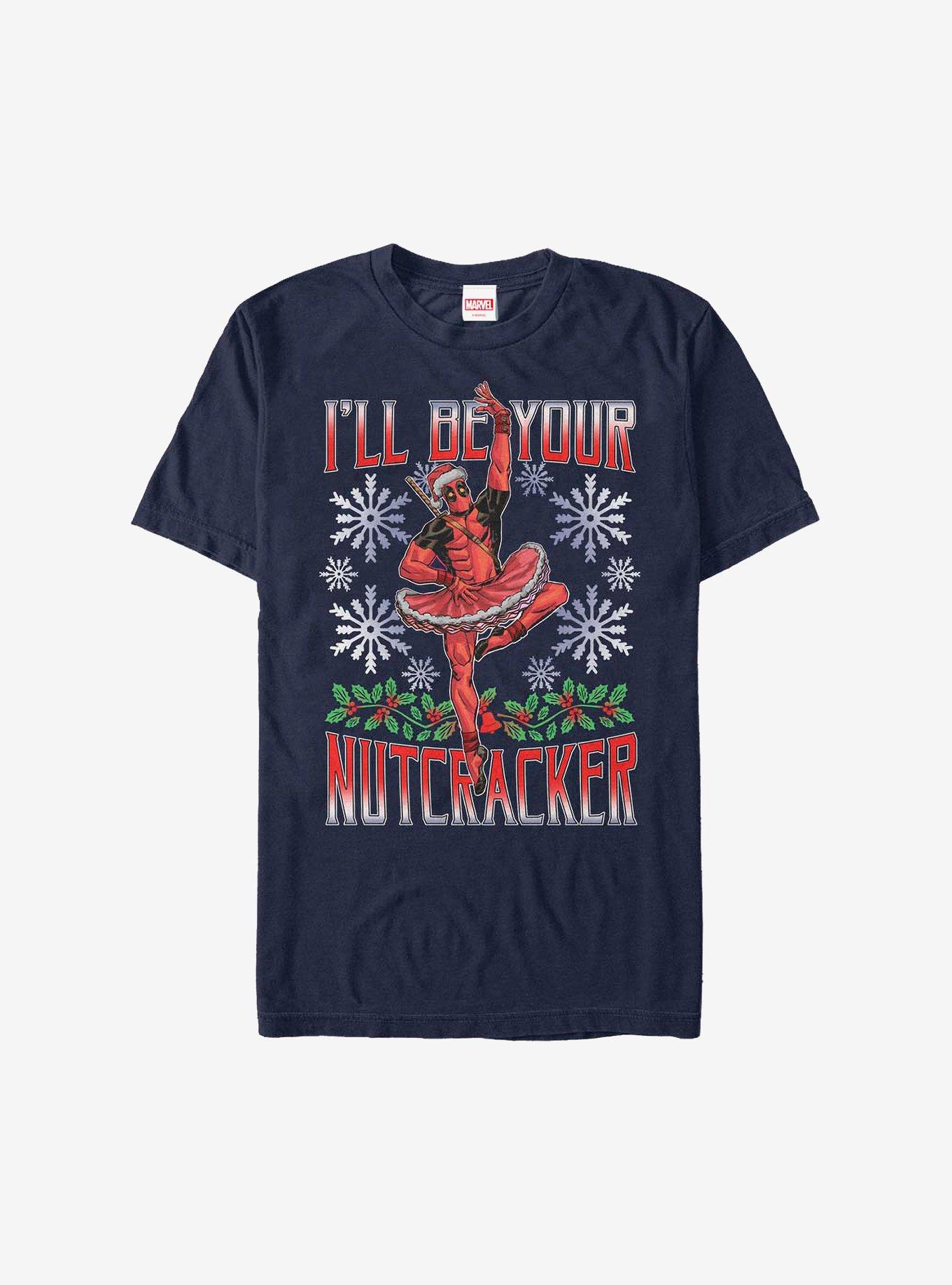 Marvel Deadpool Nutcracker Holiday T-Shirt, NAVY, hi-res