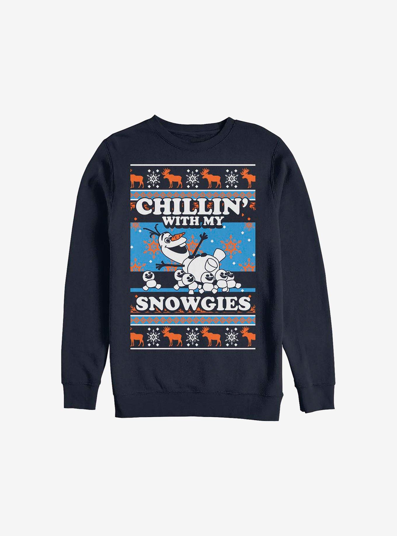 Disney Frozen Chest Olaf Chillin' Holiday Sweatshirt, NAVY, hi-res