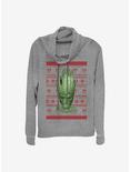 Marvel Guardians Of The Galaxy Groot Christmas Cowl Neck Long-Sleeve Girls To, GRAY HTR, hi-res