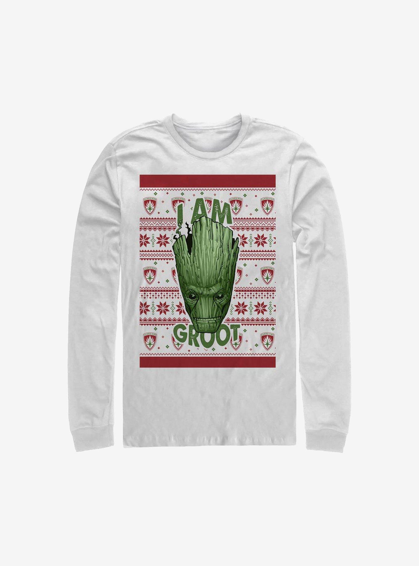 Marvel Guardians Of The Galaxy Groot Christmas Long-Sleeve T-Shirt, WHITE, hi-res