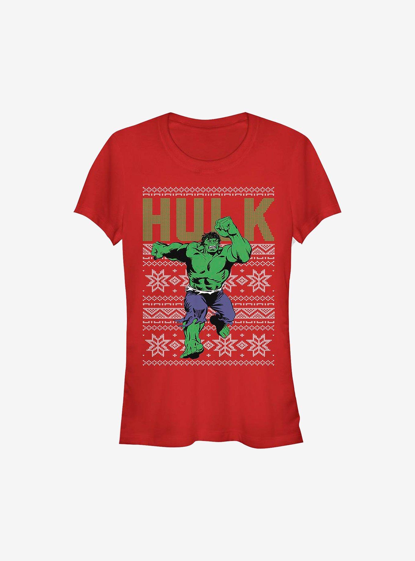 Marvel Hulk Ugly Christmas Sweater Girls T-Shirt, RED, hi-res