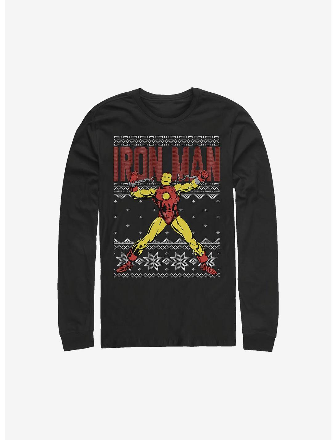 Marvel Iron Man Ugly Christmas Sweater Long-Sleeve T-Shirt, BLACK, hi-res