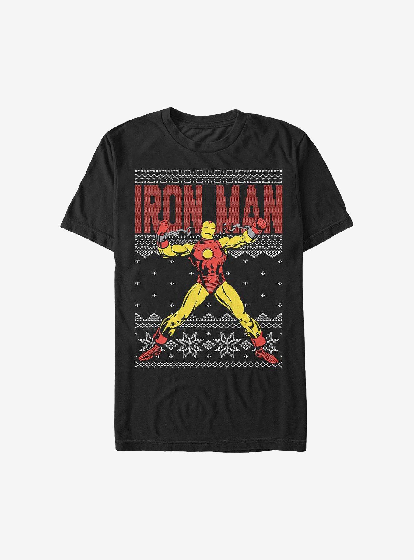 Marvel Iron Man Ugly Christmas Sweater T-Shirt, BLACK, hi-res