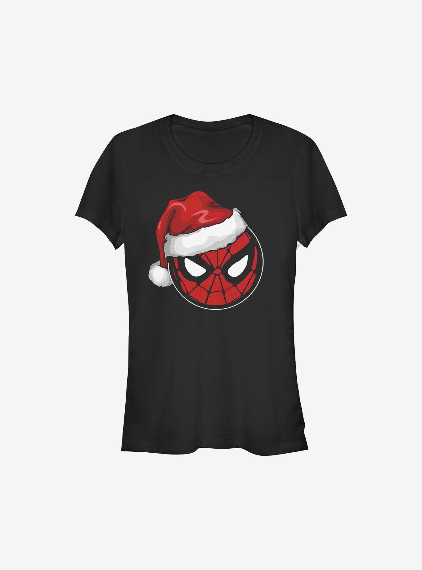 Marvel Spider-Man Spidey Santa Hat Christmas Girls T-Shirt, BLACK, hi-res