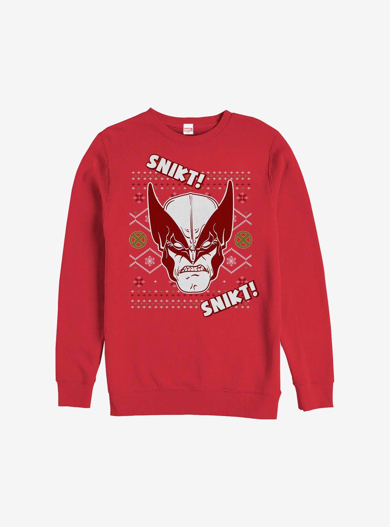 Marvel X-Men Wolverine Christmas Pattern Sweatshirt, RED, hi-res