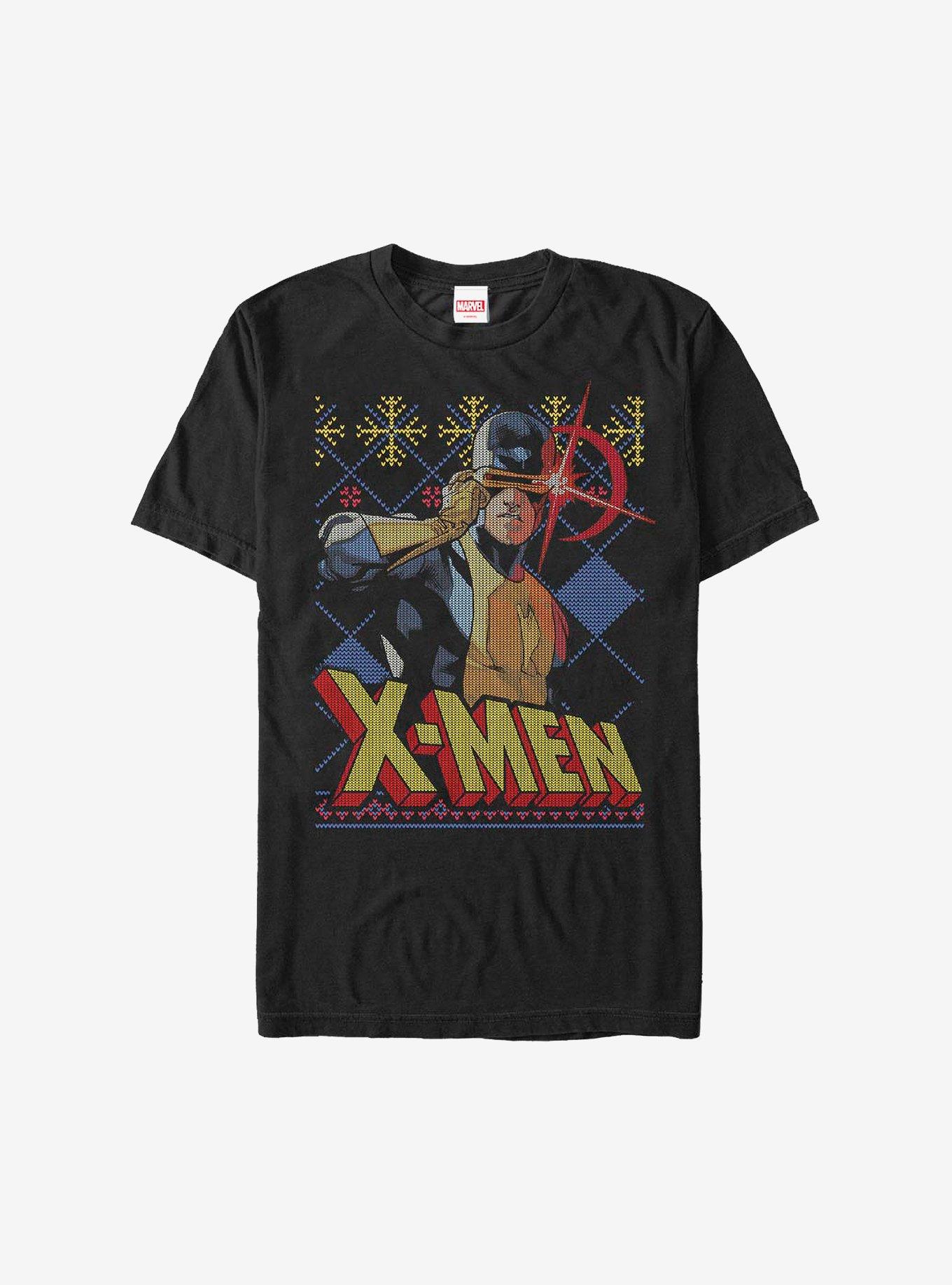 Marvel X-Men Cyclops Christmas Pattern Sweater T-Shirt, BLACK, hi-res