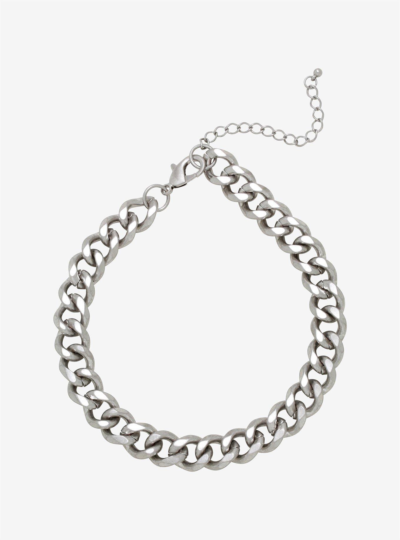 Burnished Silver Chain Choker, , hi-res