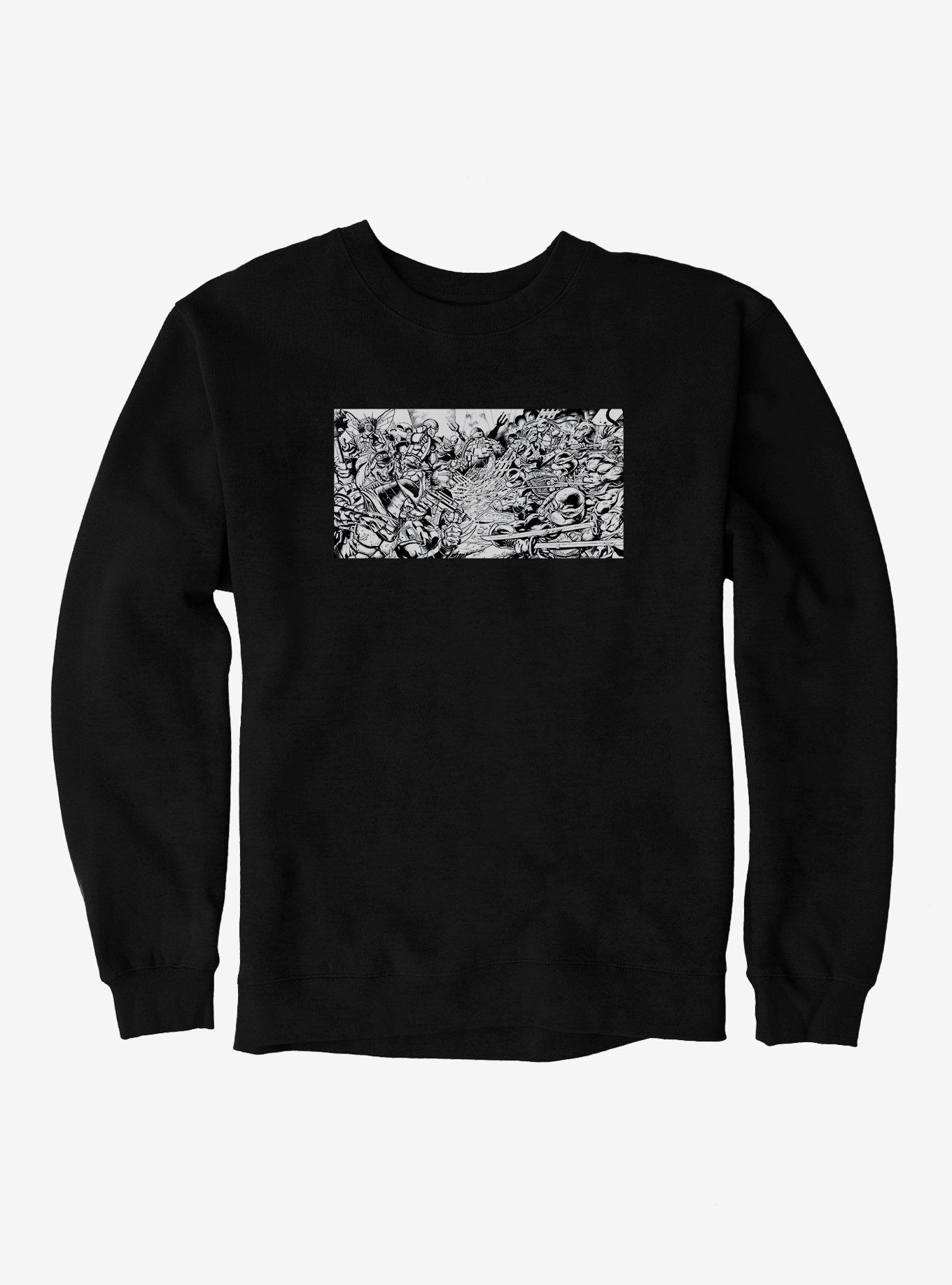 Teenage Mutant Ninja Turtles Black And White Battle Scene Sweatshirt, , hi-res