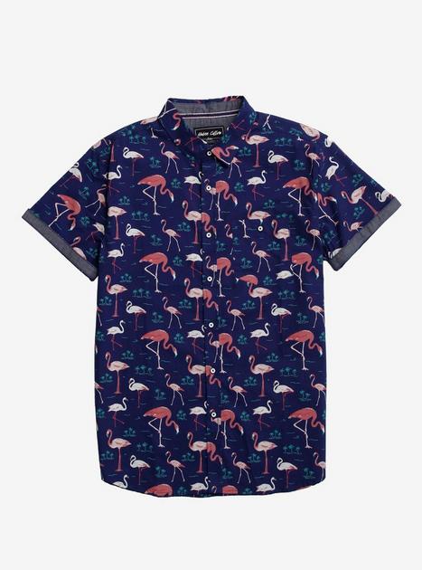 Flamingo Woven Button-Up | Hot Topic