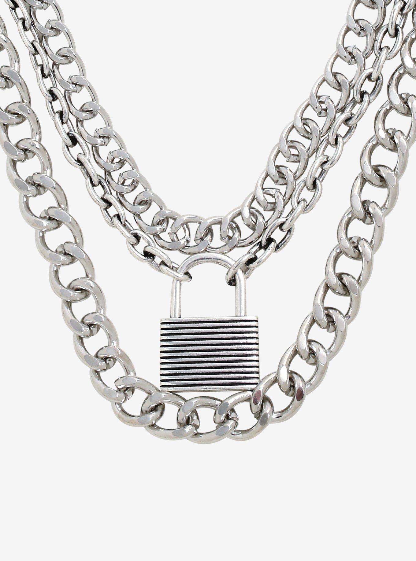 Jess Small Lock Chain Necklace in Silver